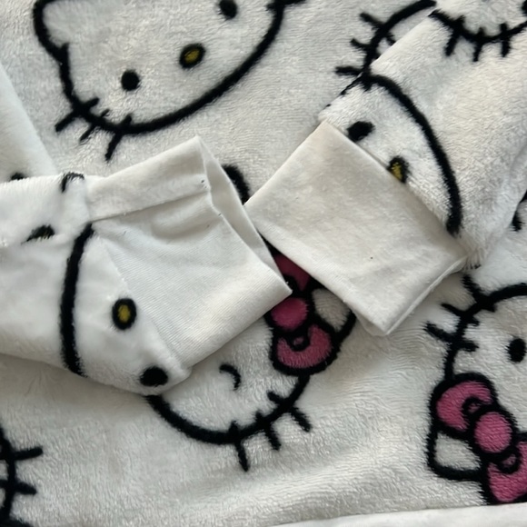 Sanrio Hello Kitty White Pink Bow Soft Fleece L Sweatshirt Top Sweater - Picture 3 of 11